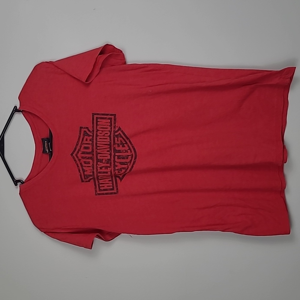 Harley Davidson State College PA red fitted womens tshirt